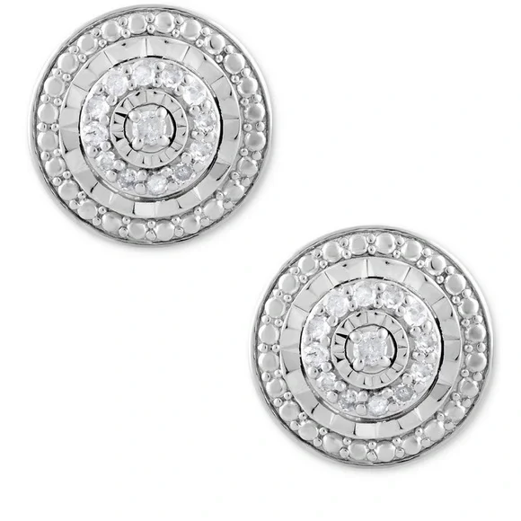 Diamond Multi-Halo Stud Earrings 1/10 ct t.w. In Sterling Silver - Picture 4 of 6